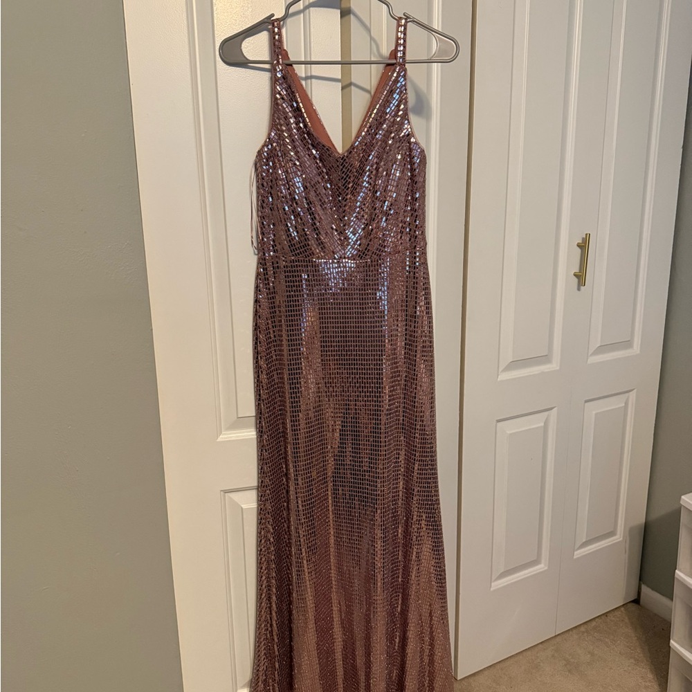 Night Way Collections Rose Gold Sequin Prom Dress
